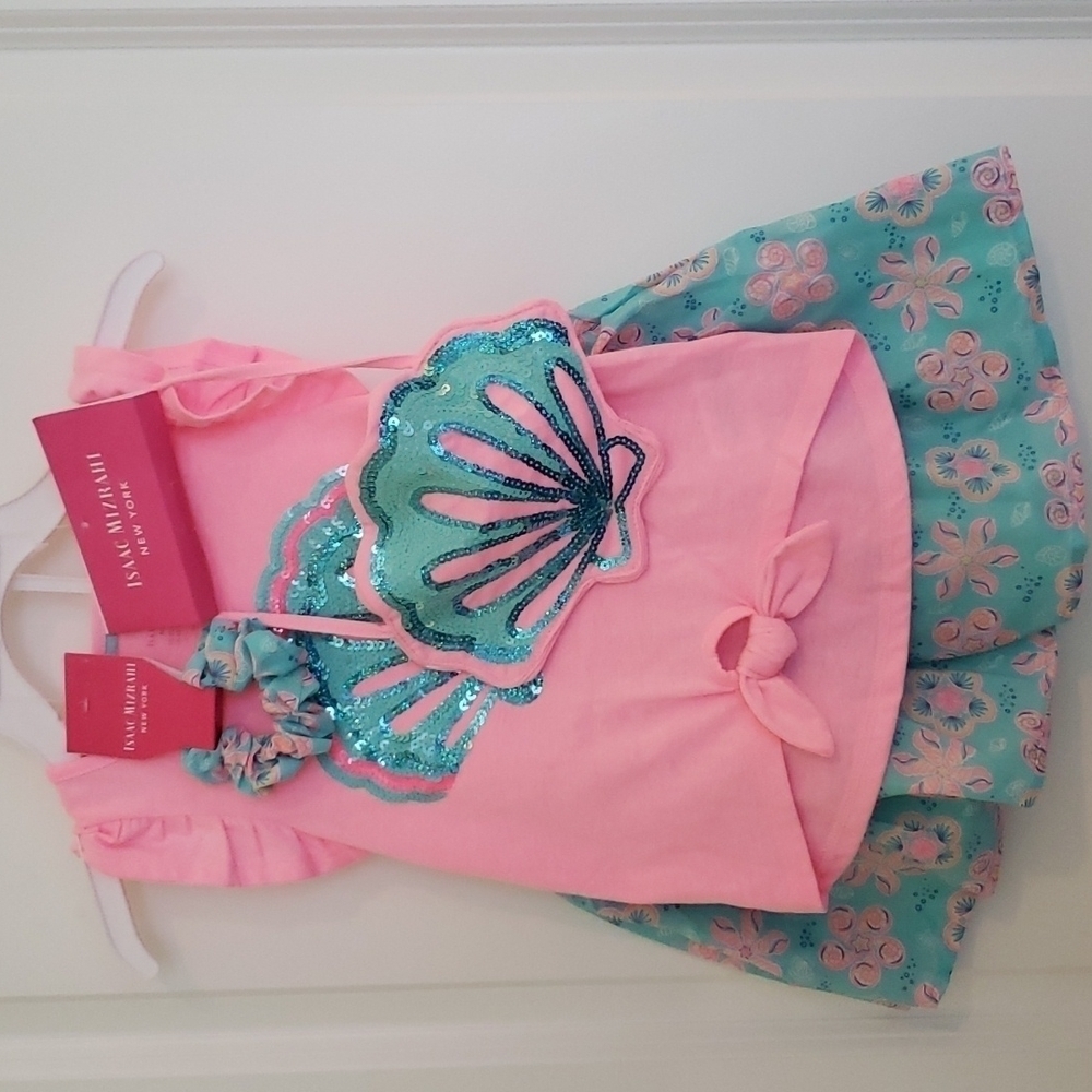 Isaac Mizrahi New York Girl's Seashell Outfit Pink & Blue - Size 4 (XS)